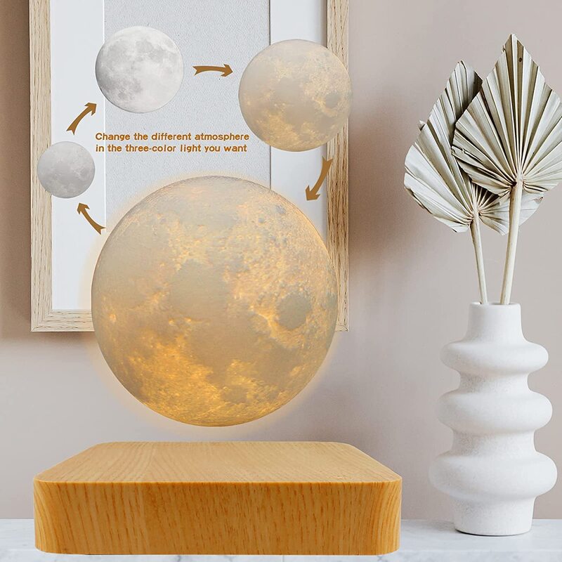 

PeacePlanet Floating Levitating Rotates Moon Lamp, White