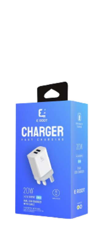 E-Root Dual usb charger with Micro cable