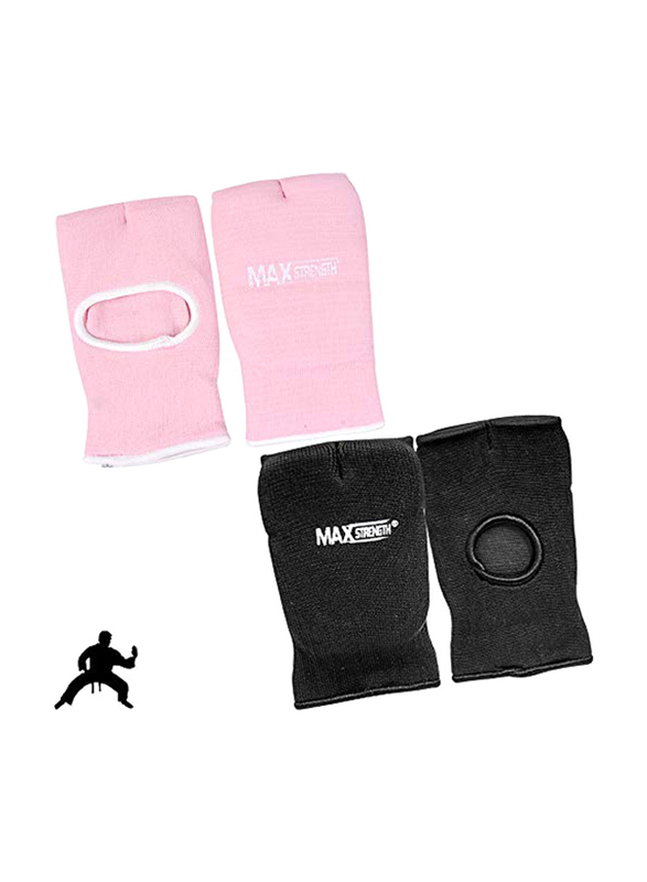 Maxstrength Small-Medium Elasticated Padded Inner Gloves Karate Mitts for Martial Art, Boxing & MMA, White