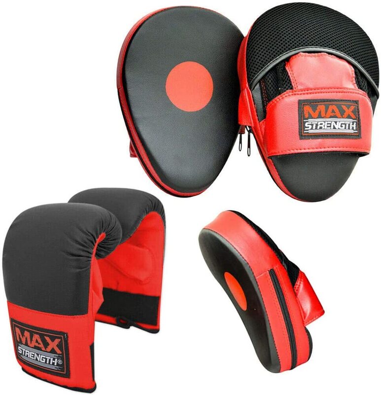 

MaxStrength L-XL Boxing Pads Focus Punch Mitts MMA Training Punching Hook & Jab Strike Pads, Black/Red