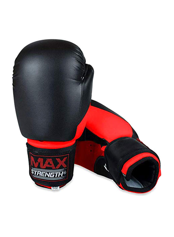 Maxstrength 6-oz Boxing Gloves & Focus Pad Set for MMA, Muay Thai, Martial Arts Training, Red