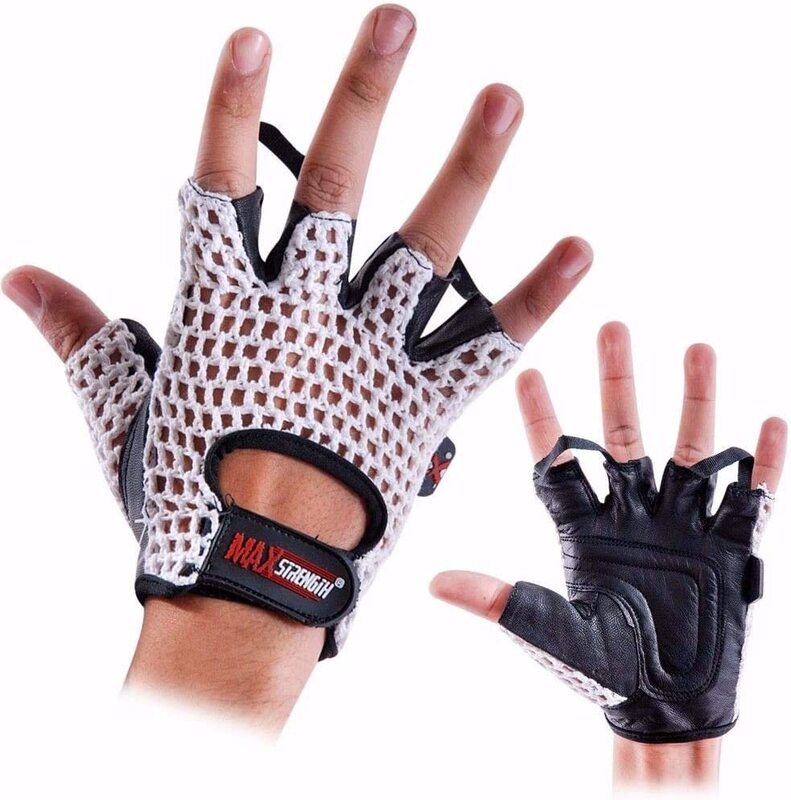 

X MaxStrength Hex Rubber Dumbbell with Chrome Handle Weight Lifting Exercise Dumbbell Plus Cotton Mesh Backs Weight Lifting Gloves Genuine Leather Mul