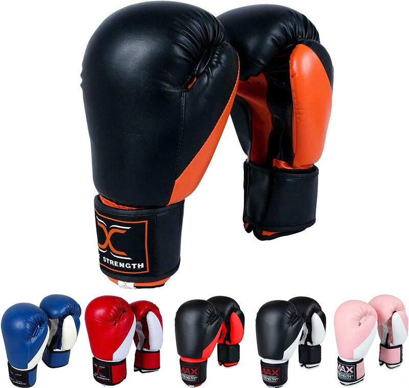 

MaxStrength 10oz Boxing Heavy Punch Gloves, Black/Orange