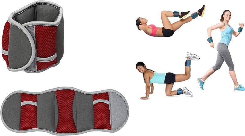 

X MaxStrength Ankle Wrist Weights Straps, 2 x 1KG, Grey/Red