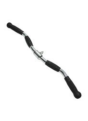 Max Strength Revolving Non Slip Handle Curl Bar, Silver/Black