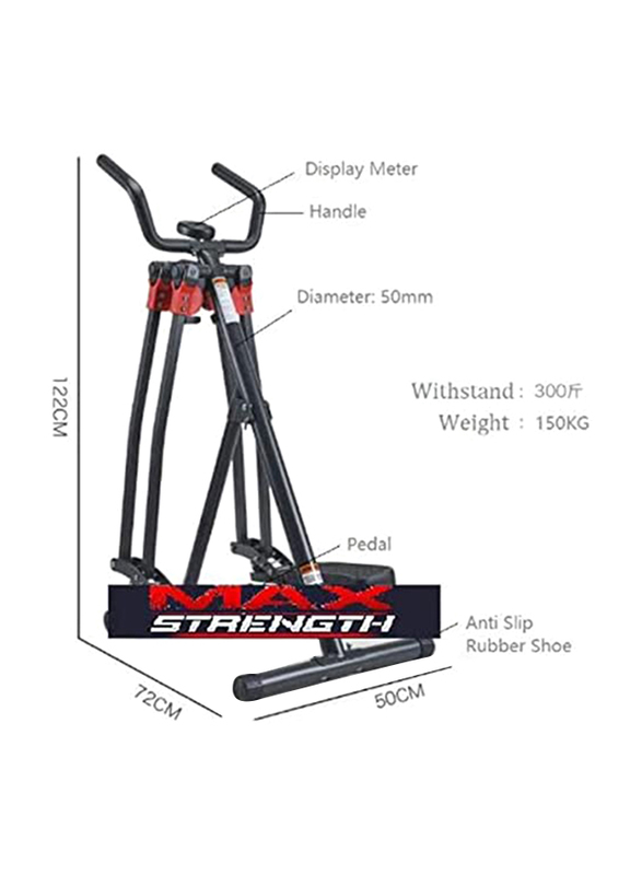 Maxstrength Foldable Air Walker Slim Glider 360 Upright Exercise Machine, Black