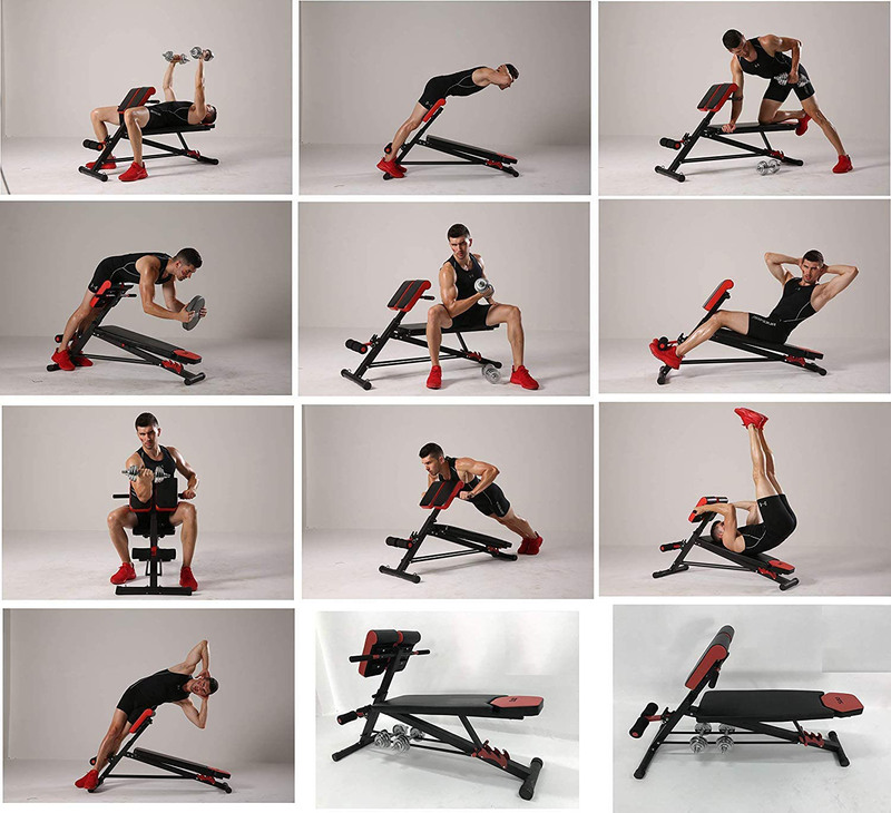 Max Strength Multifunctional Hyper Dumbbell Bench, Black/Red