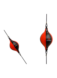 Maxstrength Double End Speed Ball Bag with Floor to Ceiling Rope & Adjustable Bungee Cord for MMA Training & Muay Thai, Red/Black