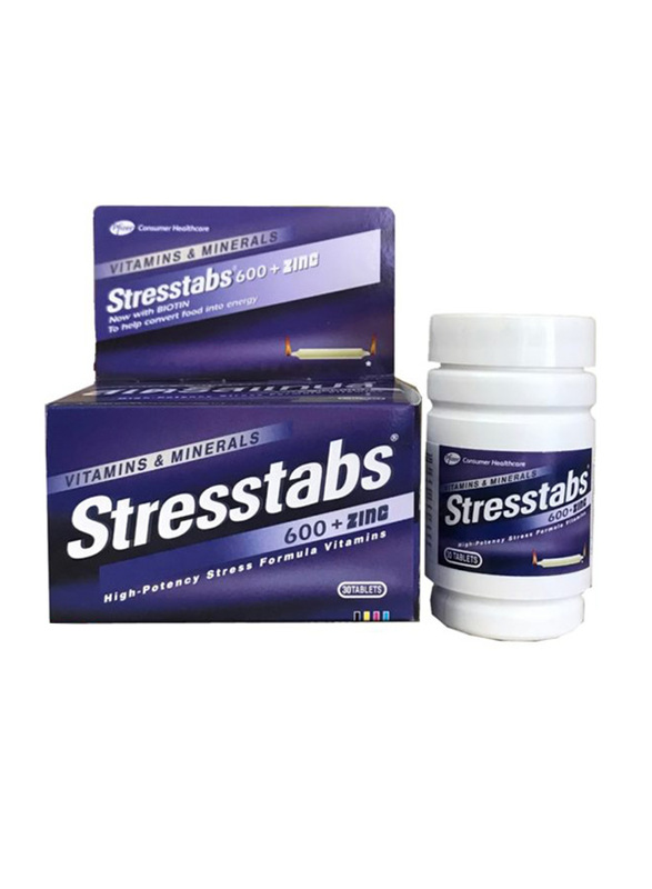 

Stresstabs 600 + Zinc Vitamin & Minerals High-Potency Stress Formula, 30 Tablets