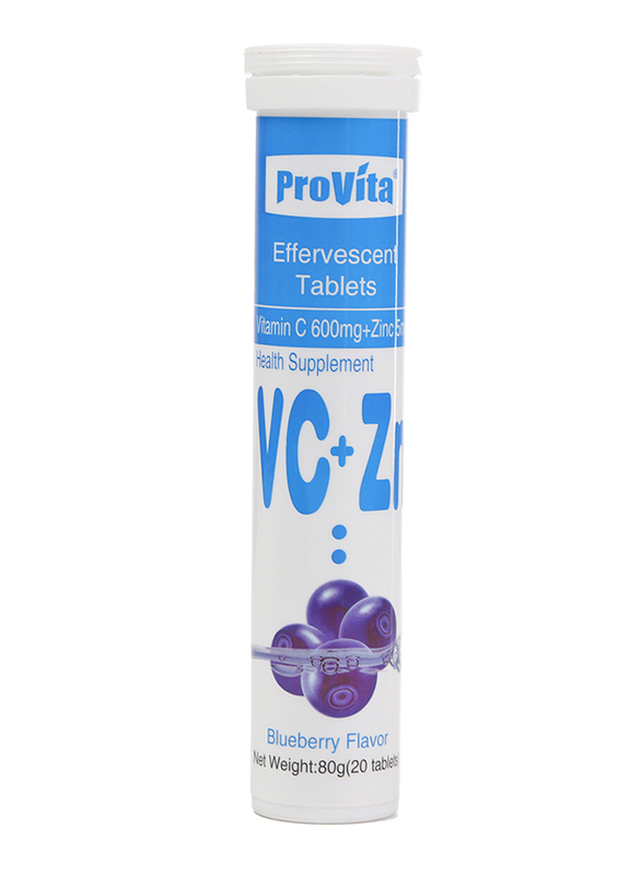 

Provita Vitamin C Zinc Blueberry Health Supplement, 20 Tablets