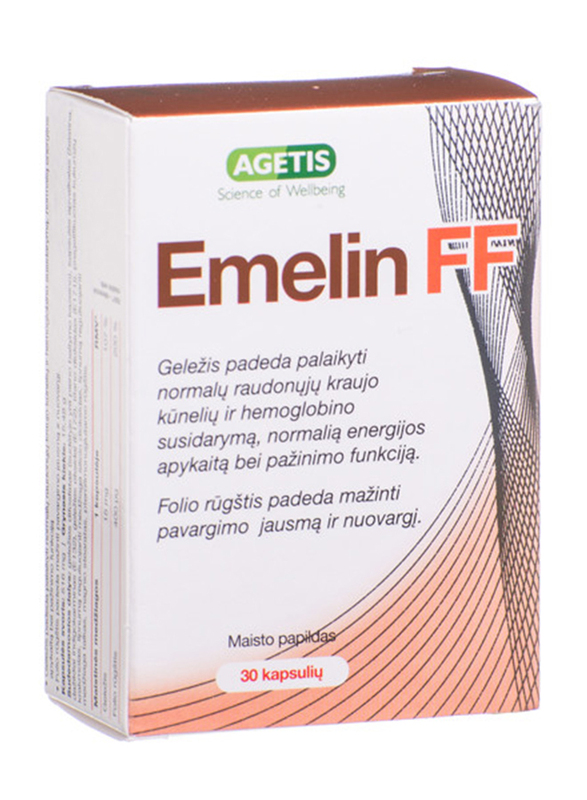 

Agetis Emelin FF Iron & Folic Acid Capsules, 30 Capsules
