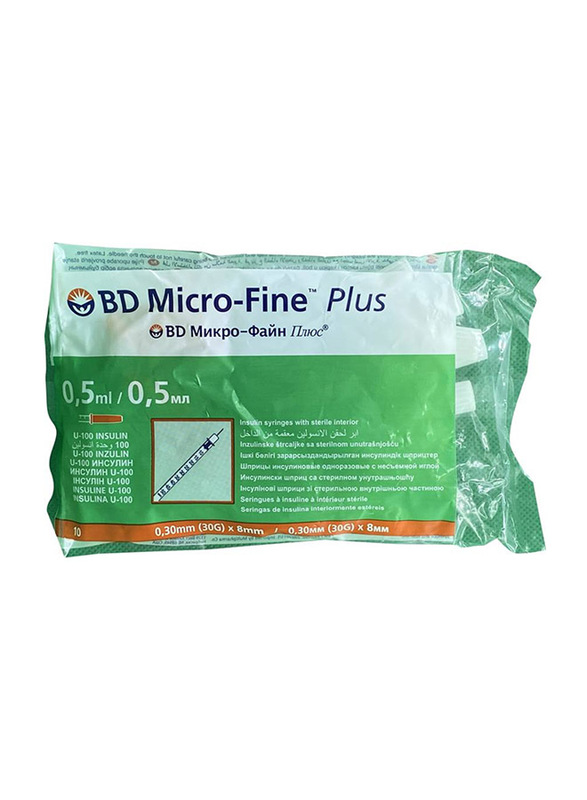 

BD 10-Piece Micro-Fine Plus Insulin Syringes, 0.5ml
