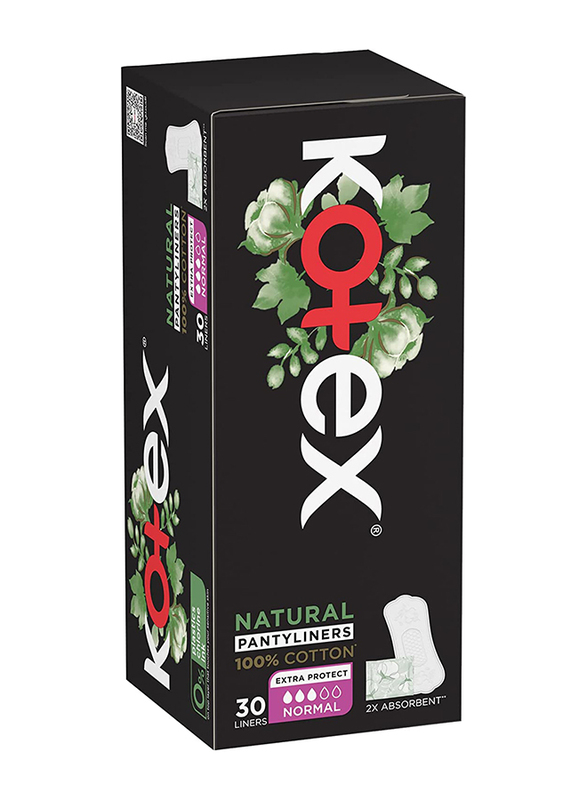 

Kotex 100% Cotton Pantyliners, 30 Pads