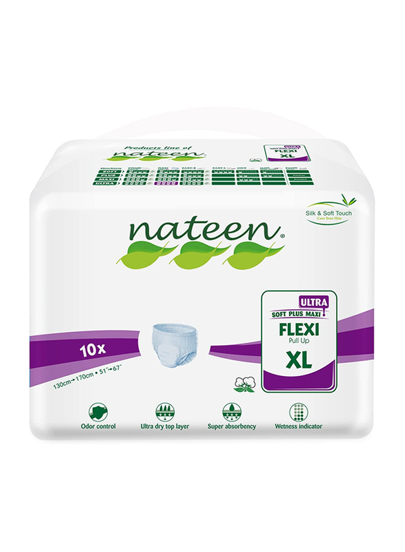 

Nateen Ultra Flexi Pull Up Adult Diapers, X-Large, 10 Pieces