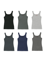 Real Smart 6-Piece Sleeveless Round Neck Undershirt Vest Tank Top Set for Men, Double Extra Large, Multicolour