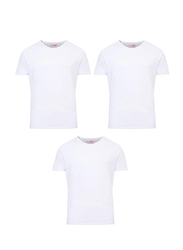 Real Smart 3-Piece Short Sleeve Round Neck Undershirt T-Shirt Set for Boys, 1-2 Years, White