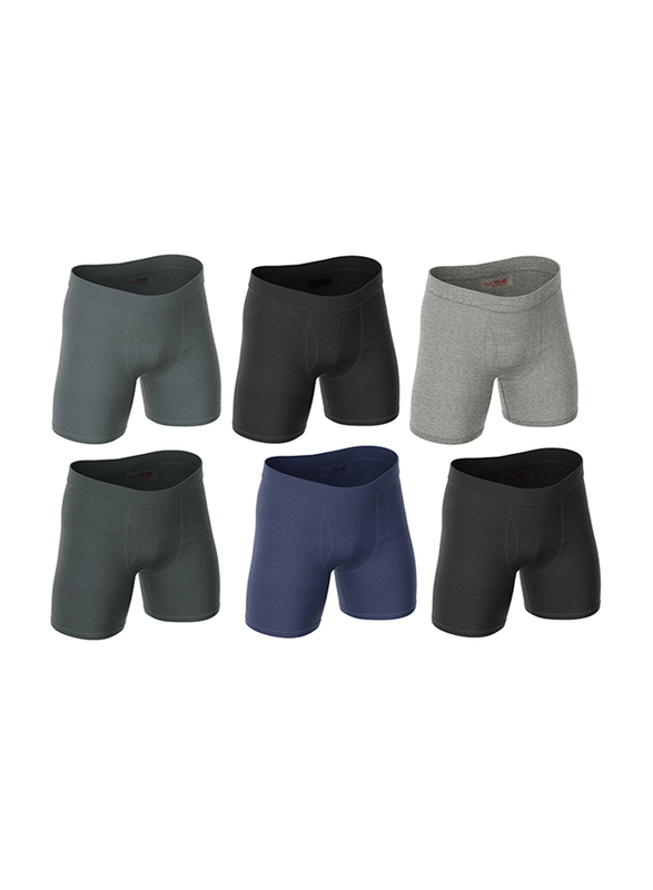 Real Smart 6-Piece Boxer Briefs Trunk Underwear Set for Men, Double Extra Large, Multicolour