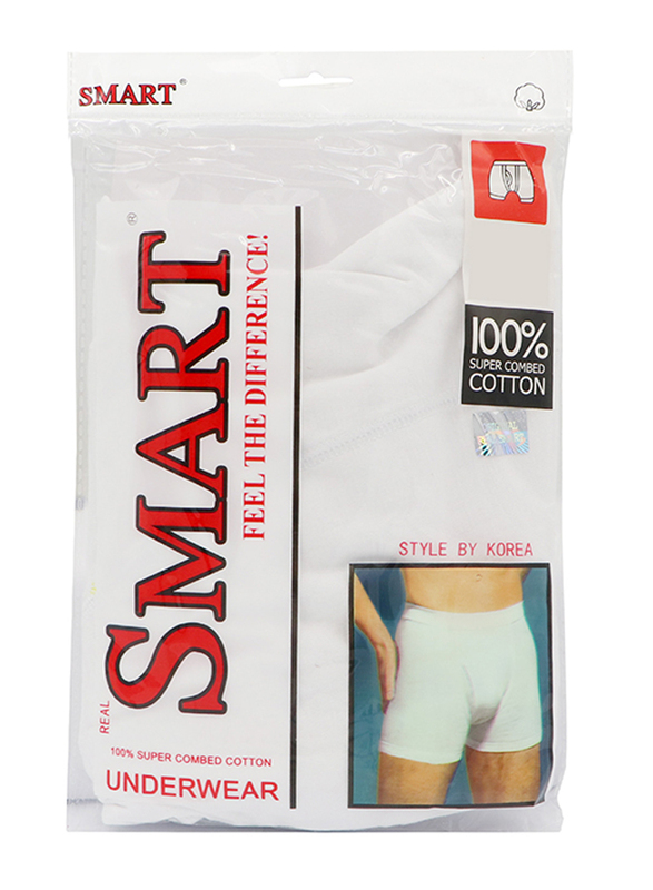 Real Smart 3-Piece Boxer Briefs Trunk Underwear Set for Men, Double Extra Large, White
