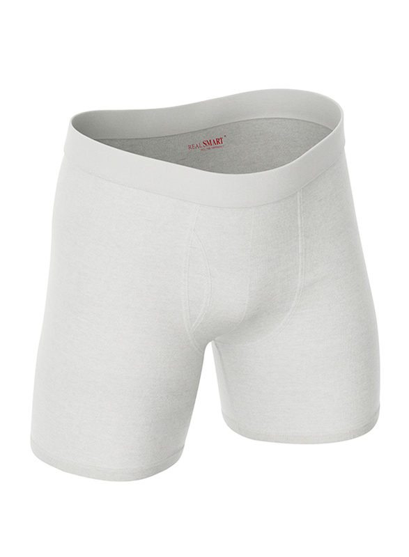 Real Smart 3-Piece Boxer Briefs Trunk Underwear Set for Men, Double Extra Large, White