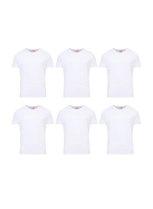 

Real Smart 6-Piece Short Sleeve Round Neck Undershirt T-Shirt Set for Boys, 11-12 Years, White