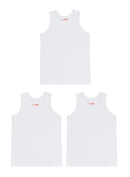 Real Smart 3-Piece Sleeveless Round Neck Undershirt Vest Tank Top Set for Boys, 13-14 Years, White