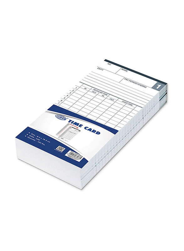 

FIS Time Card Set, 85 x 185mm, 100-Piece, 240 GSM, FSCLTIMEN, White