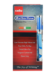 Cello 12-Piece Butterflow Ballpoint Pen, 0.7mm, Blue