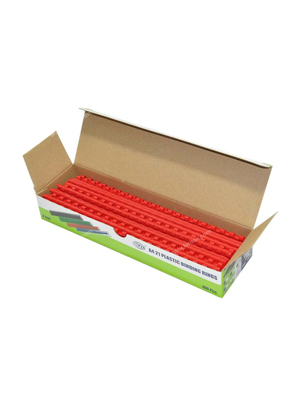 

FIS 6mm Plastic Binding Rings, 100 Pieces, Red