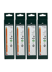 Faber-Castell Bonanza 1320 Graphite Pencil Hb with Eraser Tip, 4 x 12 Pencils, Orange/Black
