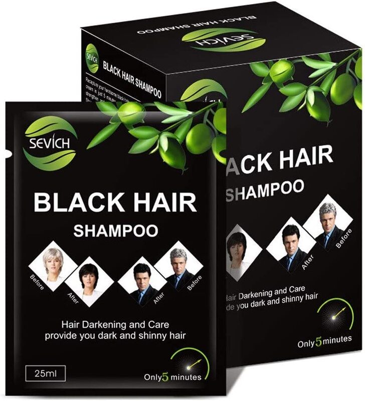 

Sevich Instantly Hair Colour Dye Shampoo for All Hair Types, 10 x 25ml, Black