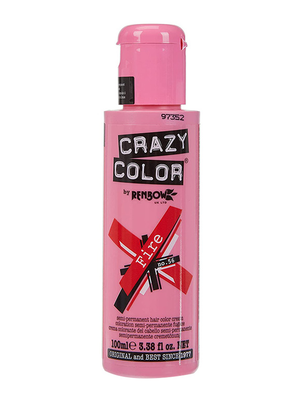 

Renbow Crazy Color Semi Permanent Hair Color Cream, 100ml, Fire Red No.56