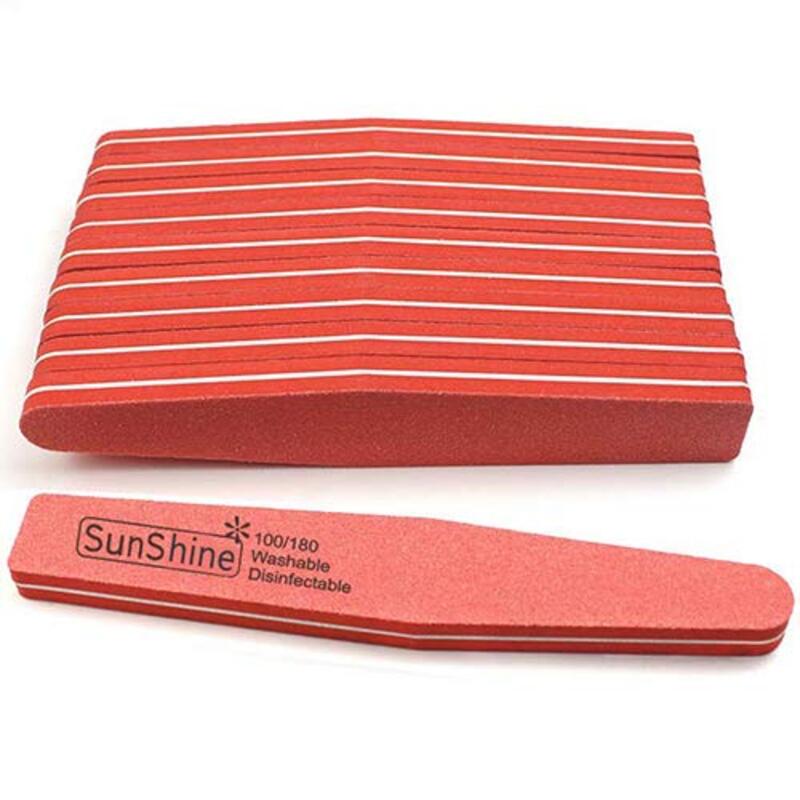 

8.PM Lot Double Side Nail Files & Buffers, 10 Pieces, Red