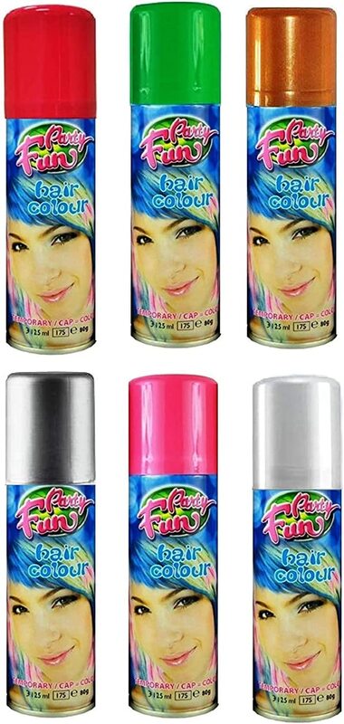 

Hair Colour Spray Different Color, 6 Pieces, Multicolour