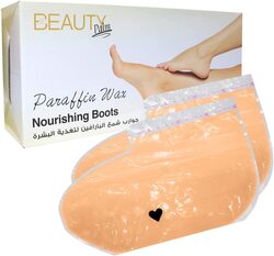Beauty Palm Paraffin Wax Foot Nourishing Boots, Orange, 6 Pieces