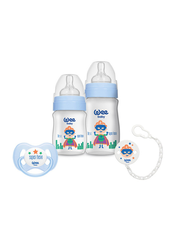 

Wee Baby Little Heroes Feeding Bottle Starter Set, 0-6 Months, Blue