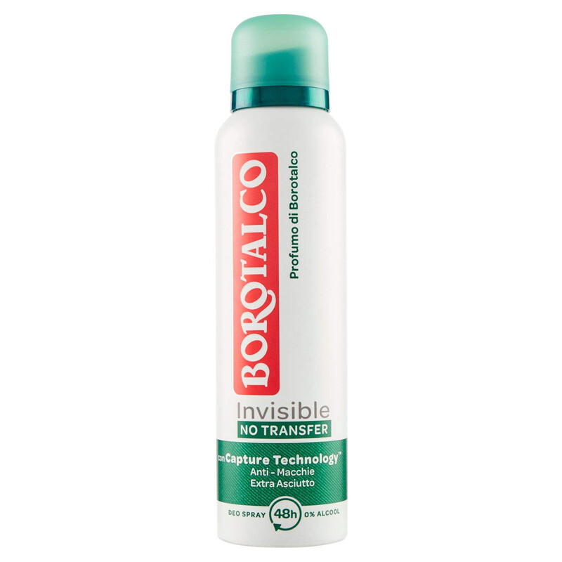 

Borotalco Deodorant Spray Invisible, Anti-Stain, Extra Dry, No Alcohol, Borotalco Perfume, Deodorant for Men and Women, 150ml Bottle