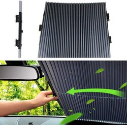 Leegoal Anti UV Universal Car Retractable Windshield Auto Sunshades Cover with UV Protection, Black