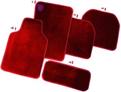 Flak Tech Plush Car Mat, 5 Pieces, Red