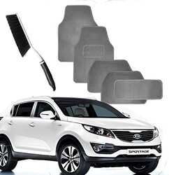 CFT California Car Floor Mats Set with Mat Cleaning Brush for Kia Sportage, 5 Piece, Grey
