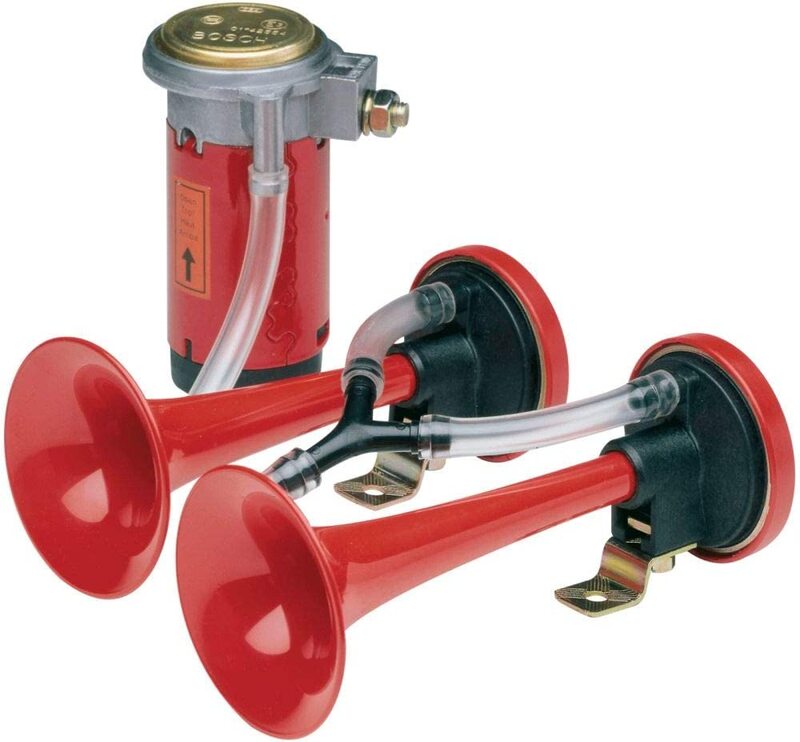 Bosch 2-Tone Compressor Fanfare Horn Set, 12V, Red