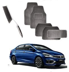 CFT California Car Floor Mats Set with Mat Cleaning Brush, 5 Piece, Grey