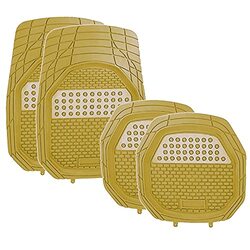 Flak Tech Solid Trimmable Heavy Duty All Weather Floor Mats, 4 Pieces, Beige