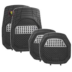 Flak Rubber Car Floor Mat, 4 Pieces, Black