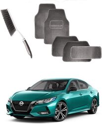 CFT Car Floor Mat with Cleaning Brush, 5 Pieces, Grey