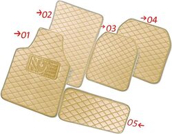 Flak Tech Plush Car Mat, 5 Pieces, Beige