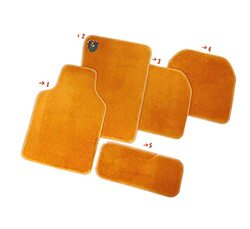 Flak Tech Premium Universal Fit Plush Carpet Floor Mats, 5 Pieces, Orange