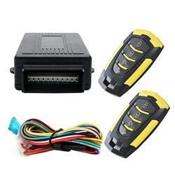 Maso Auto Remote Central Kit, Universal Car Door Lock with Control Box & 2 Replacement Remote Control for Car Central Lock, 4 Pieces, Black/Yellow