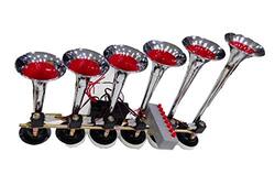 6 Pipe Trumpets Air Horn with 8 Melody Tunes, Silver
