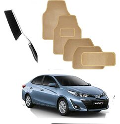 CFT California Car Floor Mats Set with Mat Cleaning Brush, 5 Piece, Brown