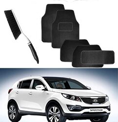 CFT California Car Floor Mats Set with Mat Cleaning Brush for Kia Sportage, 5 Piece, Black
